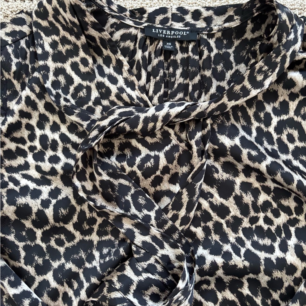 Liverpool Leopard Print Tie Neck Blouse XS - Picture 3 of 4